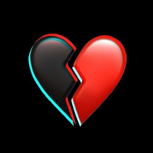 A broken heart design featuring red and black colors, symbolizing emotional pain and loss