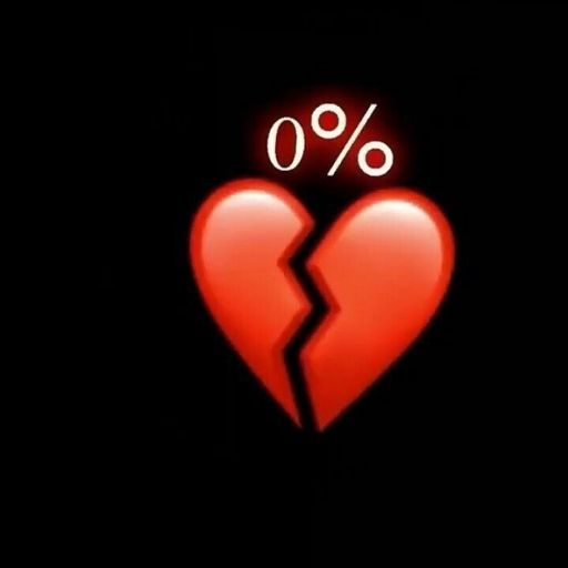 An illustration of a broken heart featuring a percentage sign, symbolizing emotional pain or loss in a quantitative manner