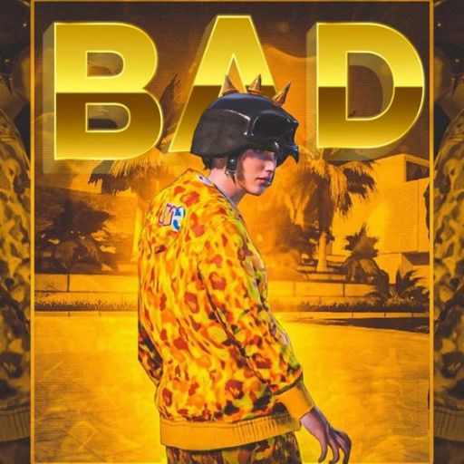 Person in yellow patterned jacket and helmet in front of a tropical backdrop with the text _BAD