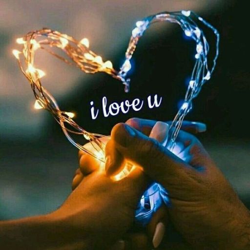 Two hands forming a heart shape with string lights and _i love u_ text inside