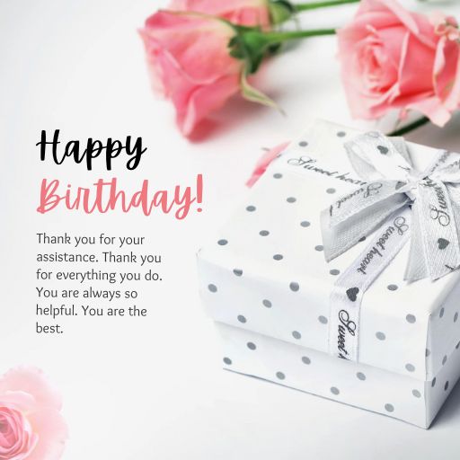 a birthday card with a gift box and pink roses