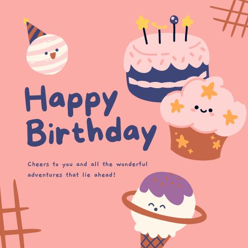 a birthday card with cupcakes and a cake