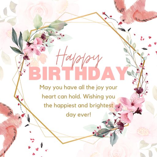 a birthday card with pink flowers and birds