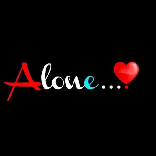 a black background with a red heart and the word alone