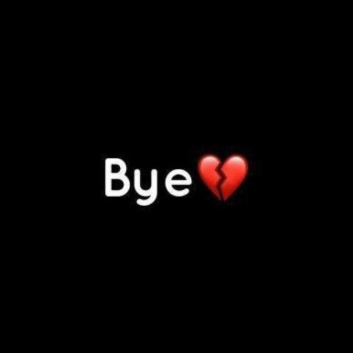 a black background with the words bye and a red heart