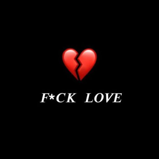 a broken heart with the words f k love