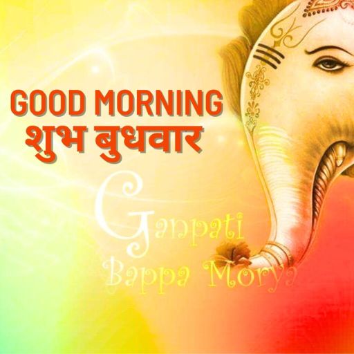 a colorful picture of an elephant with the words good morning on it