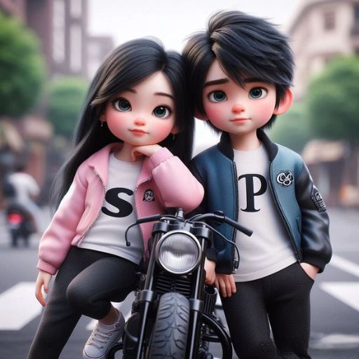 a couple of dolls sitting on top of a motorcycle