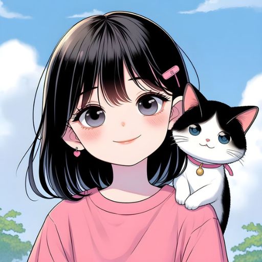 a girl with a cat on her shoulder