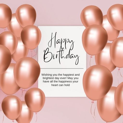 a happy birthday card surrounded by pink balloons