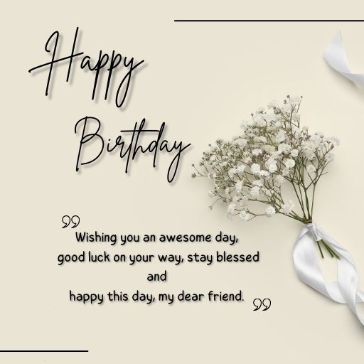 a happy birthday card with a bouquet of flowersa piece of paper with a message on it