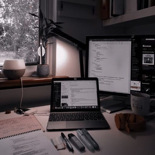 a laptop computer sitting on top of a desk