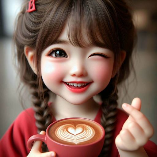 a little girl holding a cup of coffee