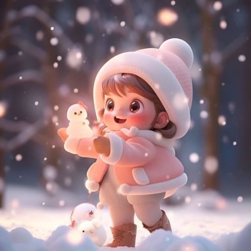 a little girl holding a teddy bear in the snow