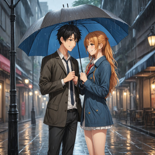 a man and a woman standing under an umbrella in the rain