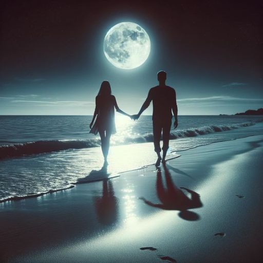 a man and a woman walking on a beach holding hands