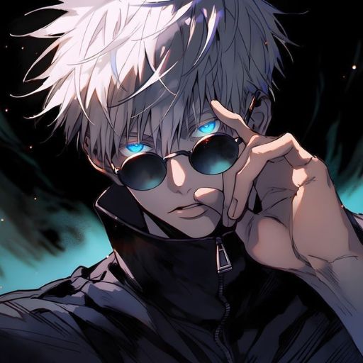 a man with white hair and blue eyes wearing sunglasses