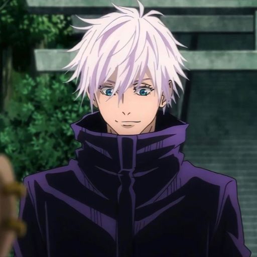 a man with white hair wearing a purple jacket