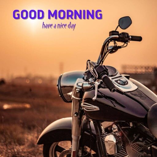 a motorcycle parked in a field with a sunset in the background