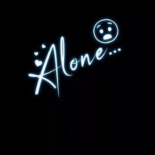 a neon sign that says alone with a smiley face