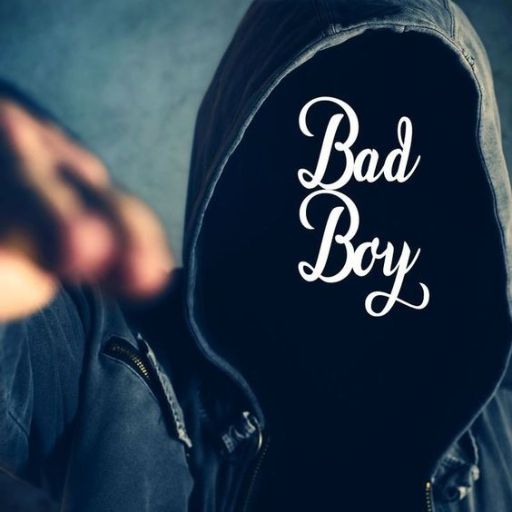 a person wearing a hoodie with the words bad boy on it