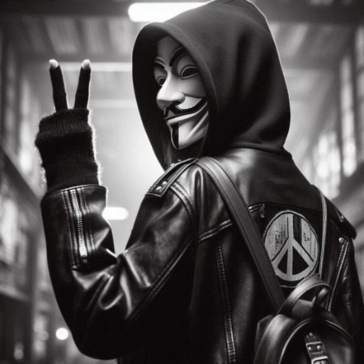 a person wearing a mask and holding a peace sign