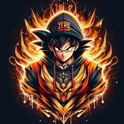 a person with a hat on and flames around him