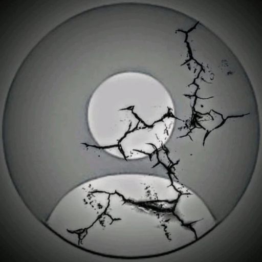 a picture of a yin - yang symbol with a full moon in the background