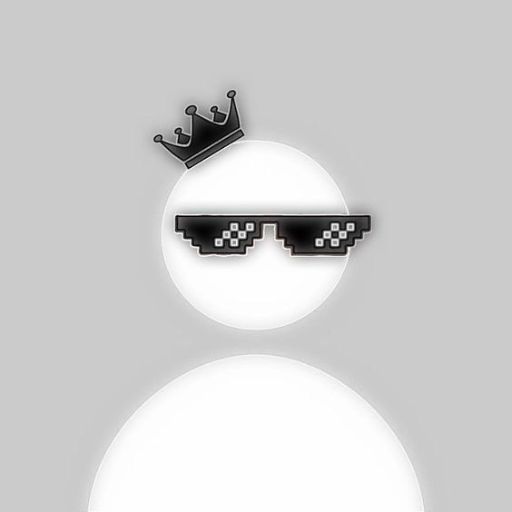 a snowman wearing sunglasses and a crowna white circle with a crown on top of it