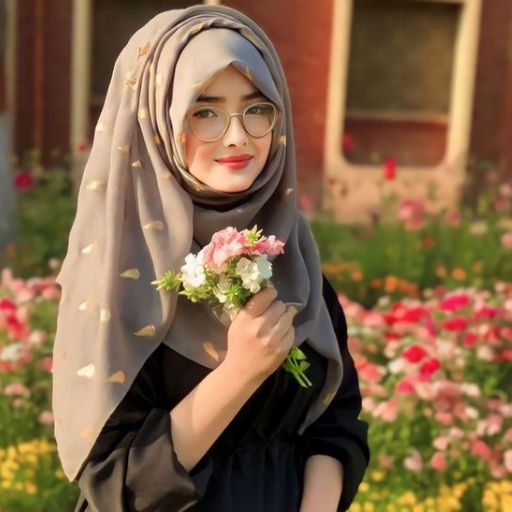 a woman in a hijab holding a bouquet of flowers (2)