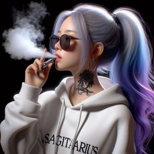 a woman smoking a cigarette while wearing a hoodie