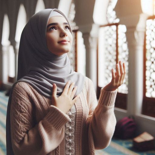 a woman wearing a hijab standing in a room