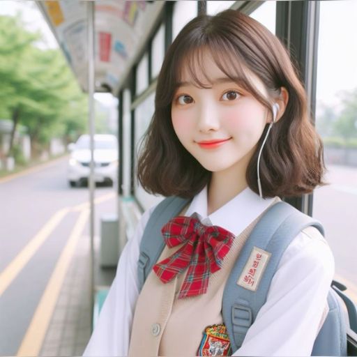 a young woman with earphones on a bus