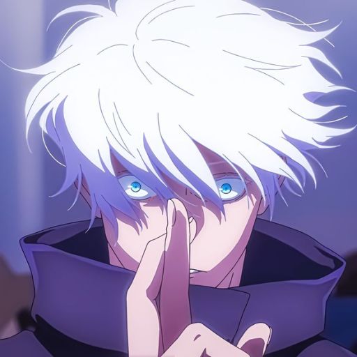 an anime character with white hair and blue eyes