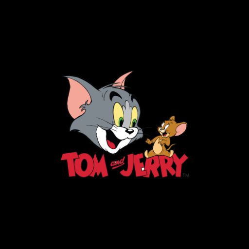 tom and jerry logo on a black background