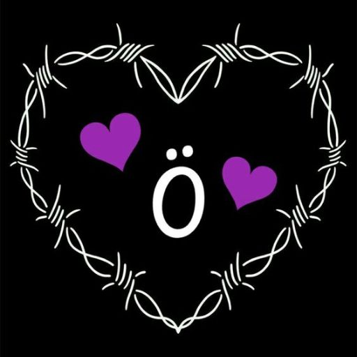 A black background with a white heart-shaped barbed wire border and two purple hearts flanking a white pig snout in the center