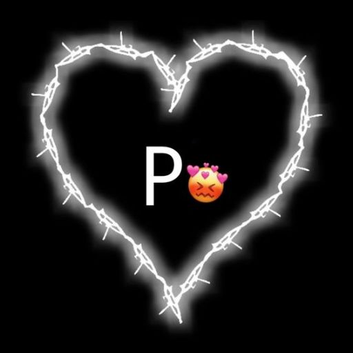 A heart-shaped outline with barbed wire and a letter _P_ in the center, accompanied by an angry emoji with hearts