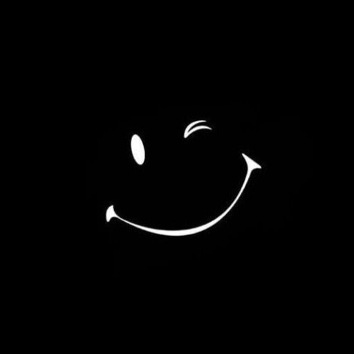 A minimalist white smiley face on a black background