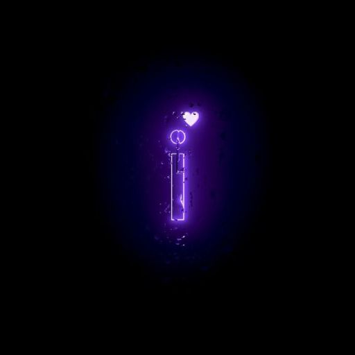 A neon purple key glowing against a dark background