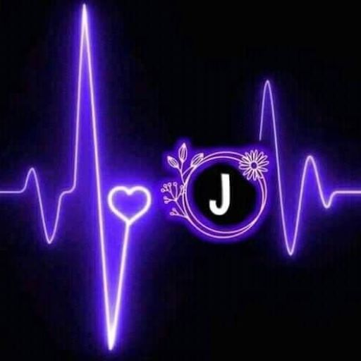 A purple electrocardiogram (ECG) line with a heart shape and the letter 'J' integrated within the heartbeat pattern