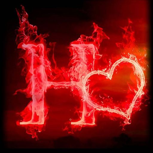 Fiery red letter _I_, flaming heart shape, and letter _U_ on a dark background, resembling _I Love You