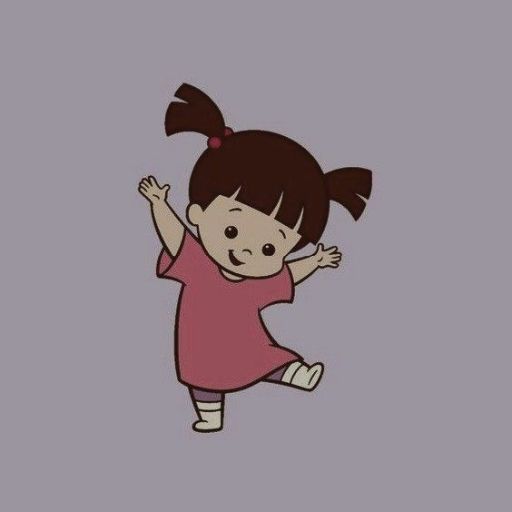 Illustration of a happy, young girl with pigtails, wearing a pink dress and dancing