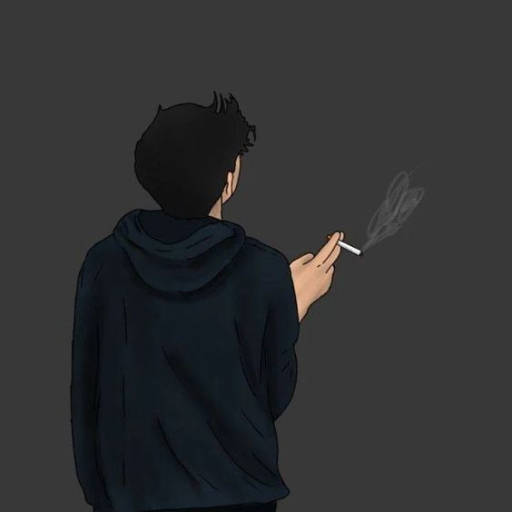 Illustration of a person in a hoodie from behind, holding a smoking cigarette against a grey backdrop