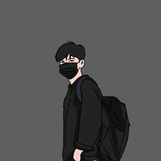 Illustration of a person with a backpack, viewed from the side, against a grey background