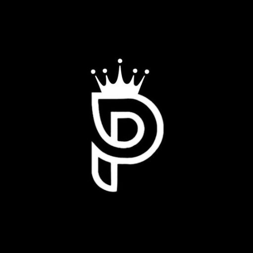 Logo with a white letter _P_ and a crown on top, against a black background