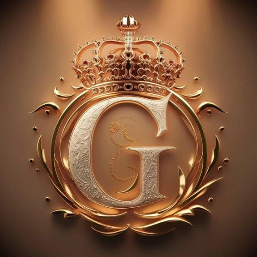 Ornate golden letter _G_ with a crown, embossed on a brown background