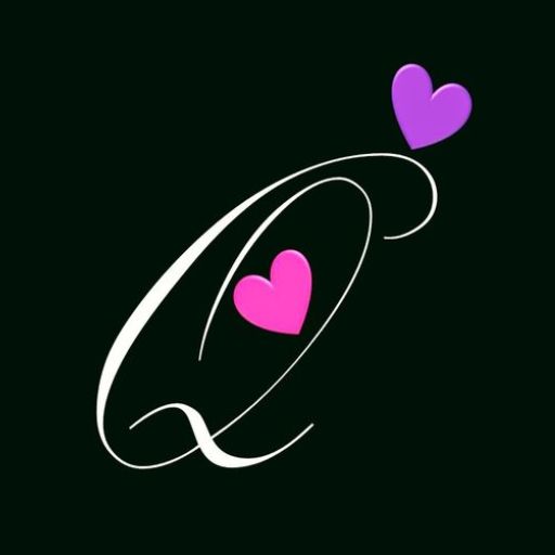 Stylized white line art of a hat with two purple hearts on a black background