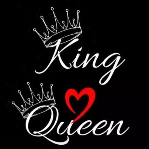 The words _king_ and _queen_ displayed prominently on a sleek black background, emphasizing their regal significance