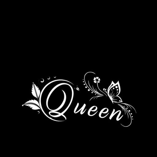 a black and white logo with the word queen