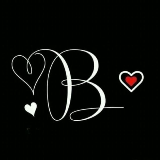 a black background with a red heart and the letter b